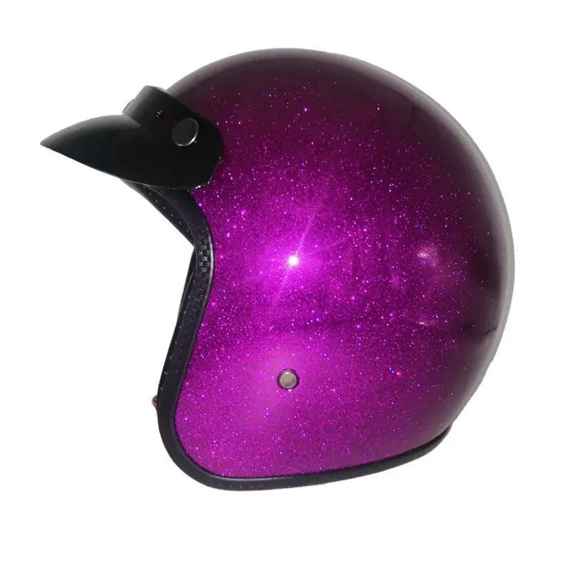 Headbone Motorcycle Helmets Men Women Lightweight Blink Sparkle Purple Red Blue Classic Retro Vintage Moto Open Face Helmet