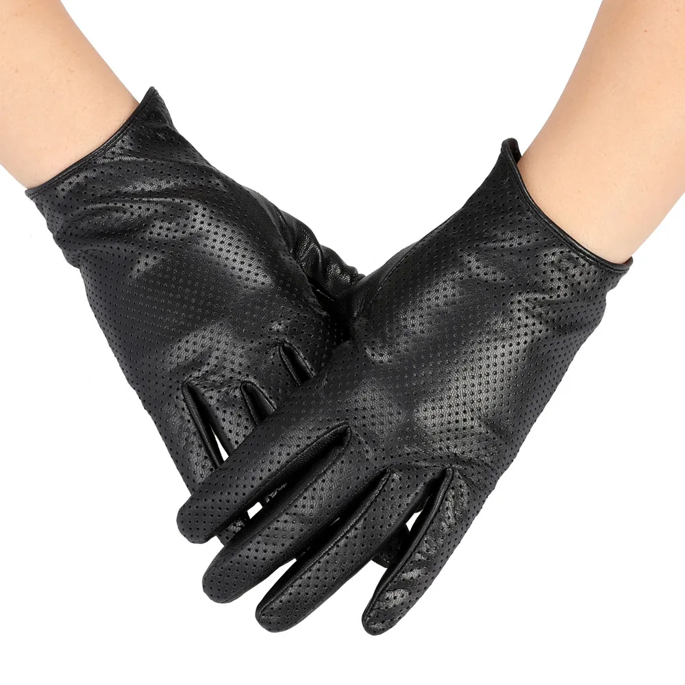 

Women's Perforated Breathable Real Leather Gloves Motorcycle Riding Racing Glove