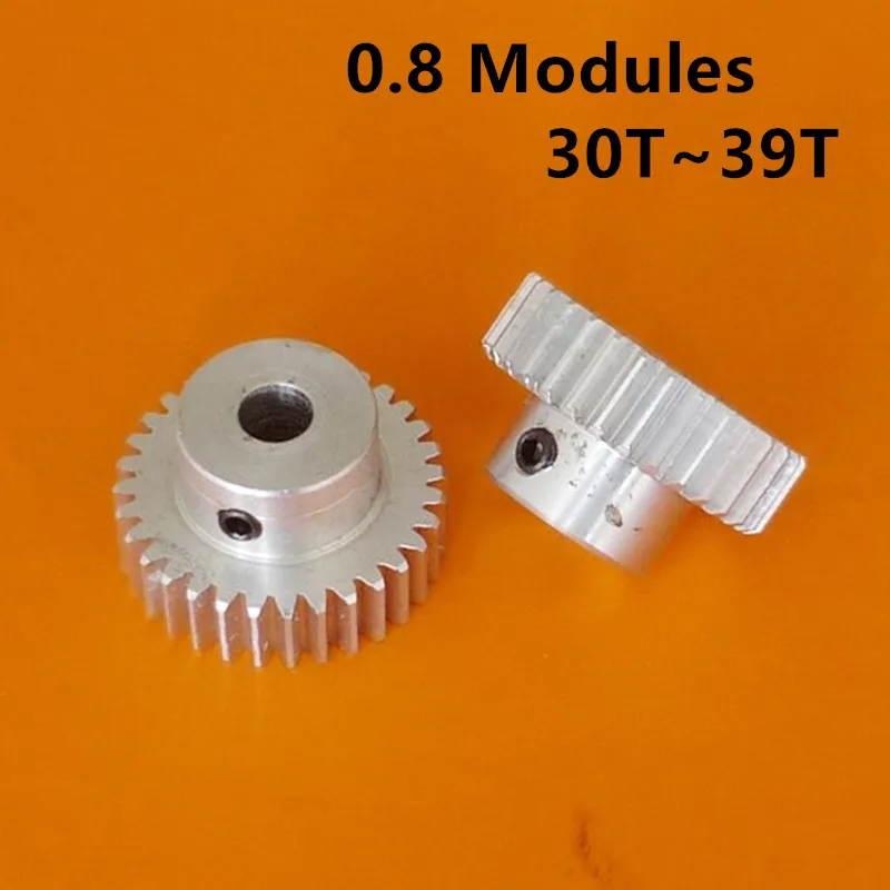 Aluminum Alloy 0.8 Modulus 30T-39T Tooth Transmission Parts Hole 4/5/6/6.35/7/8/10/12/14/15mm cylindrical gear