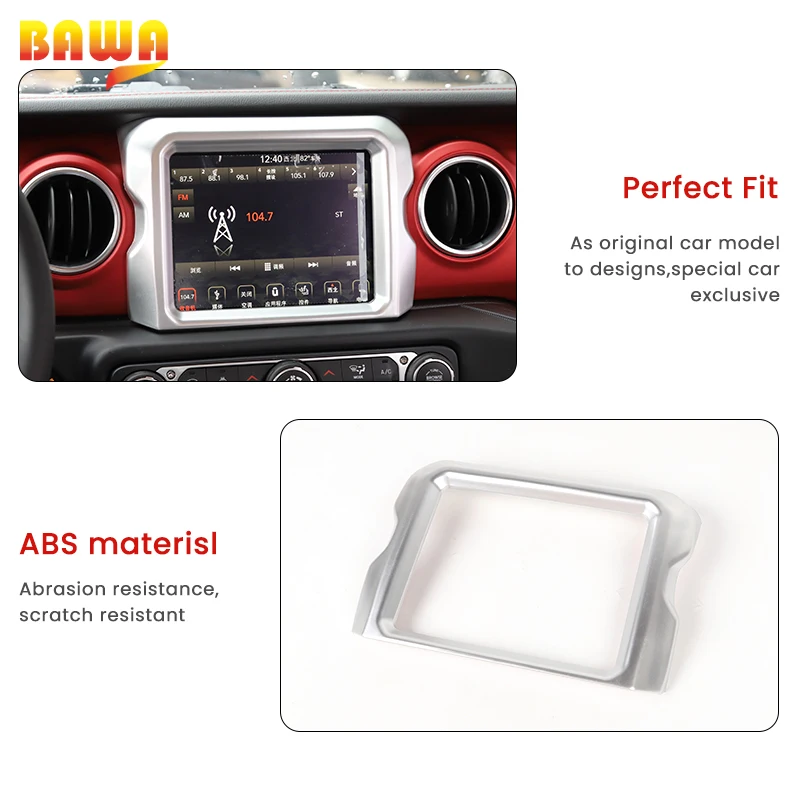 Navigation Decoration Frame Cover Stickers Accessories for Jeep Wrangler JL 2018-2023 for JT Gladiator Rubicon 8.4in