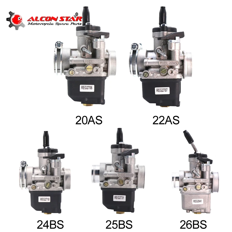 Alconstar-Dellorto PHBL 20AS 22A 24AS 25BS 26BS Motorcycle Carburetor Carb 2/4 Stroke For Honda Yamaha Piaggio 100CC 250CC