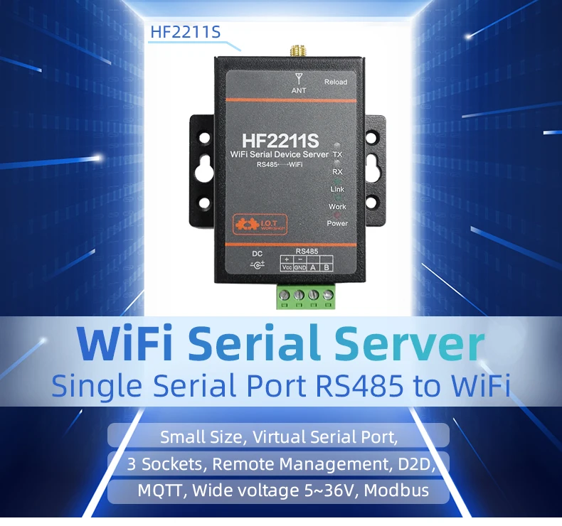 

Serial RS485 to WiFi Converter Wireless Server device