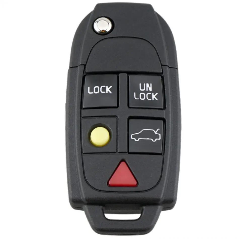 5 Buttons Flip Remote Key Case FOB Replacement Fit for VOLVO S60 2000-2009 / S80 1999-2006 /V70 2000-2007 XC90 2002-2013 Car Key