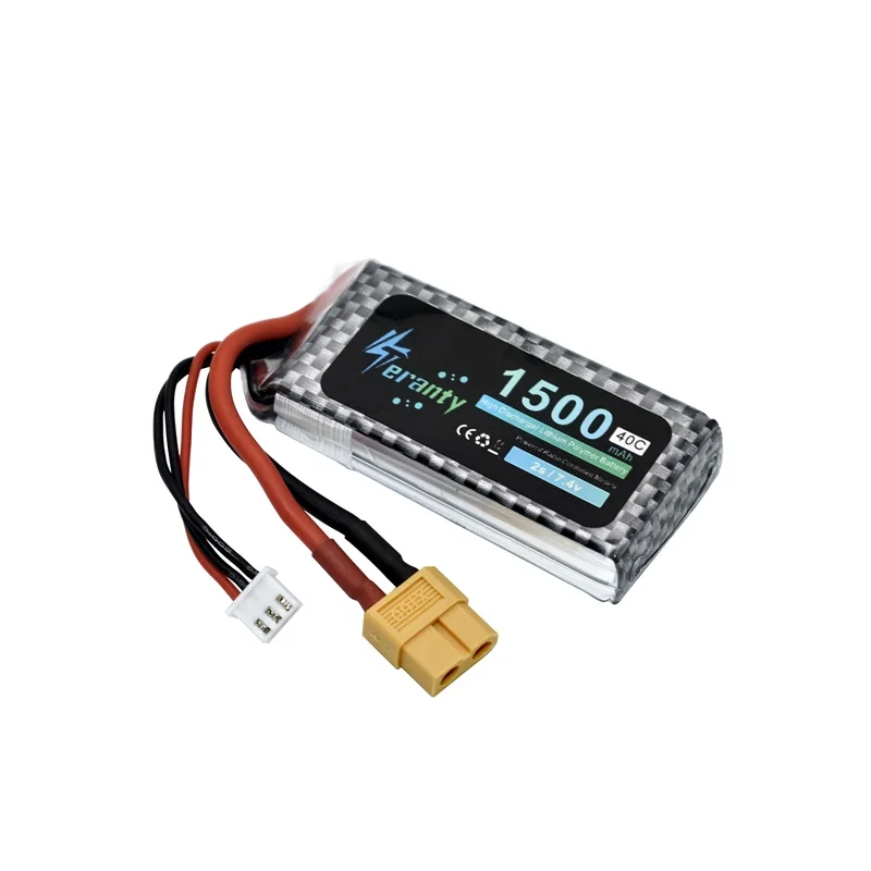 높은 속도 40C 7.4 V 1500mAh Lipo 배터리 RC 헬리콥터 부품 2s 리튬 배터리 7.4 v 비행기 배터리, JST/T/XT60 플러그 포함