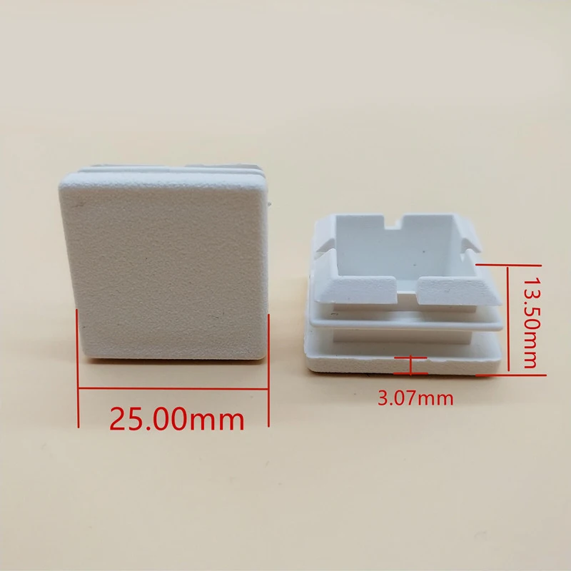 50pcs 25x25 square steel tube plug white gray color tube cap plug