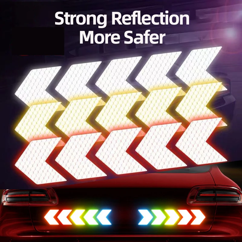 10 قطعة سيارة عاكس ملصق تحذير السهام الديكور الشارات دراجة نارية الذيل بار ملصقات للسيارة متعددة الأشكال ل علامة السلامة المرورية 4.5X4cm