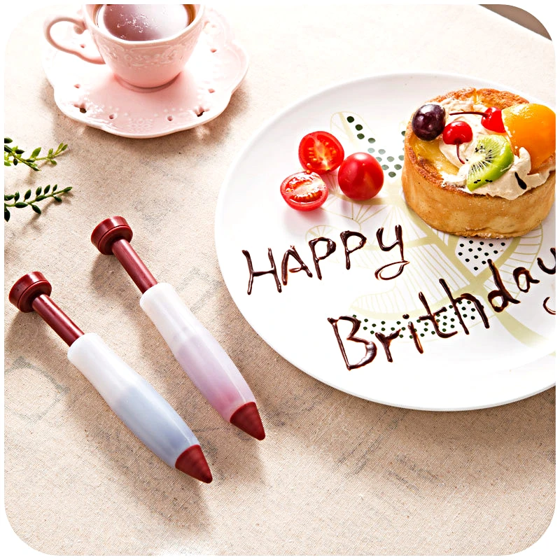 1Pcs Food Writing Pen Pastry Cream Chocolate Decorating Syringe Silicone Plate Paint Pen Cake Ice Cream Kitchen Accessories