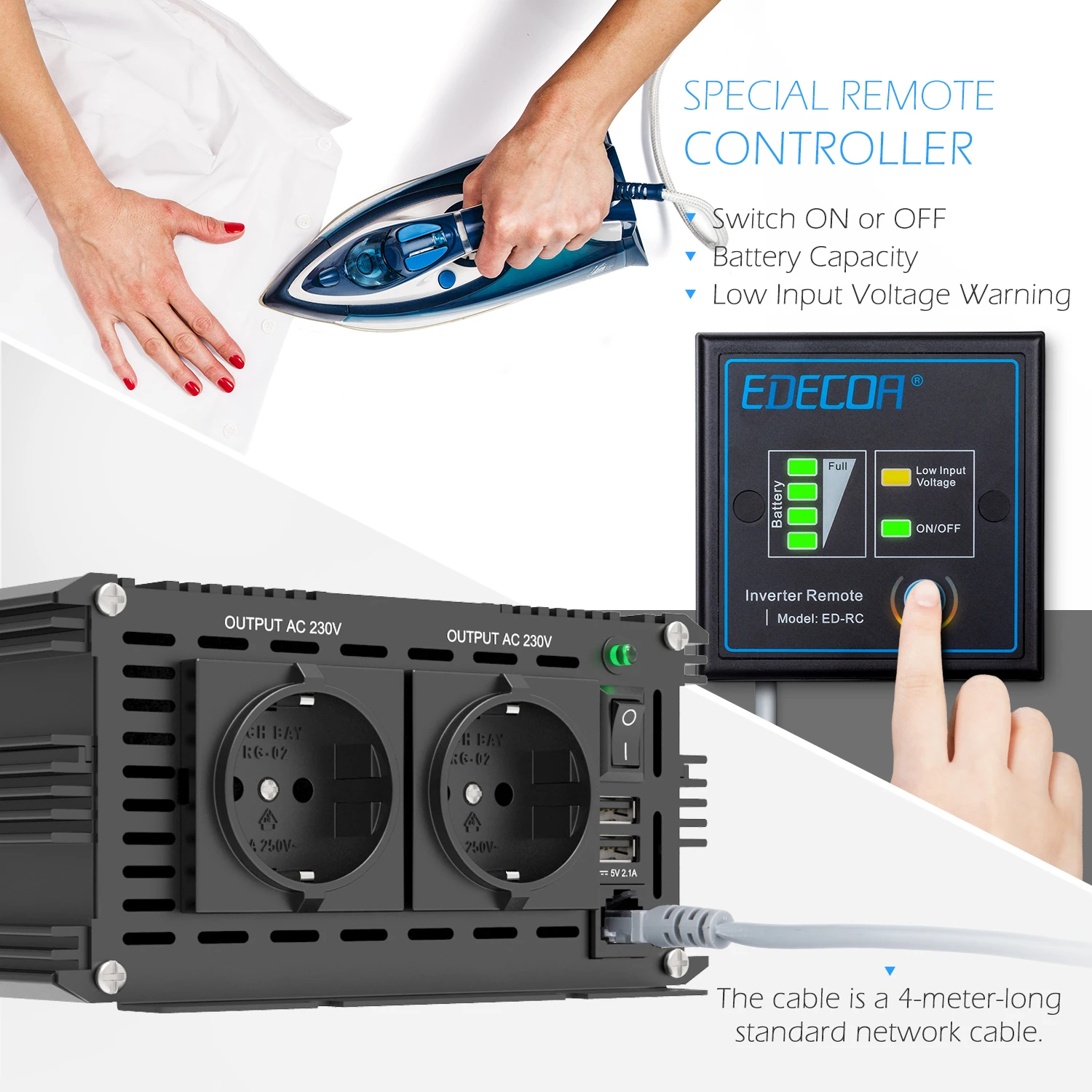 2500W Pure Sine Wave Inverter 12V to 220V