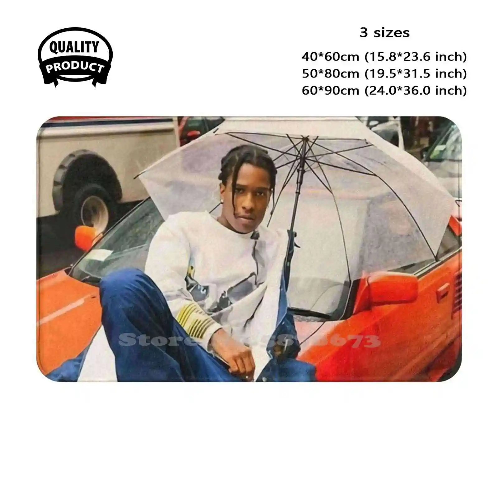 Red Car Soft Cushion Home Carpet Door Mat Car Rug Rocky Red Car Music Hip Hop Cool Styles Trending