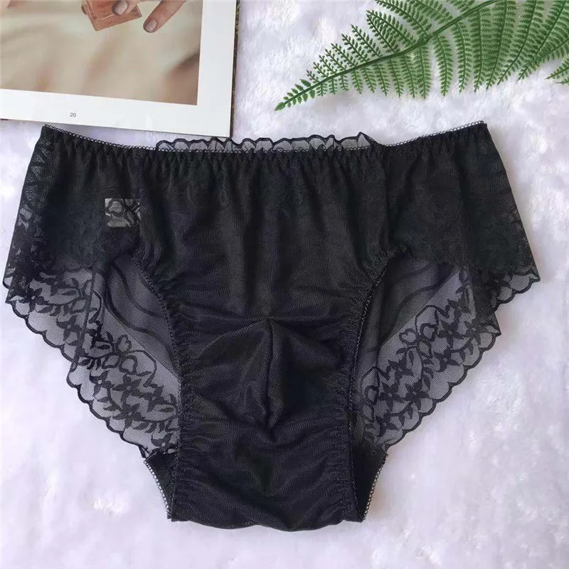 Sexy Men's Briefs Erotic Lace Transparent Underwear Men Bikini Gay Underwear Briefs Men Jacquard Soft Slip Fabric