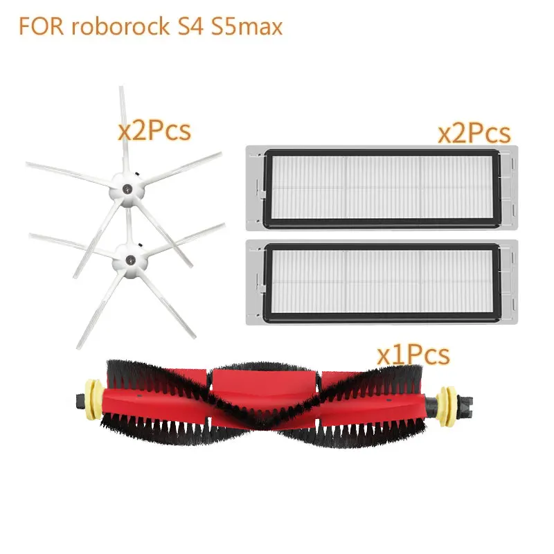 ロボット掃除機のフィルターシリコンサイドブラシリムーバブルメインブラシアクセサリーroborock用s5 最大s4 掃除機パーツ