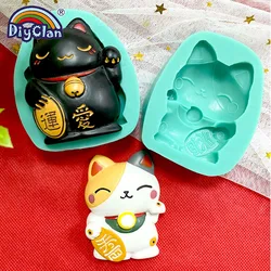 Lucky Fortune Cat Silicone Molds For Cake Decorating Rich LOVE Cat Chocolate Fondant Mould Animal Resin Polymer Clay Tools