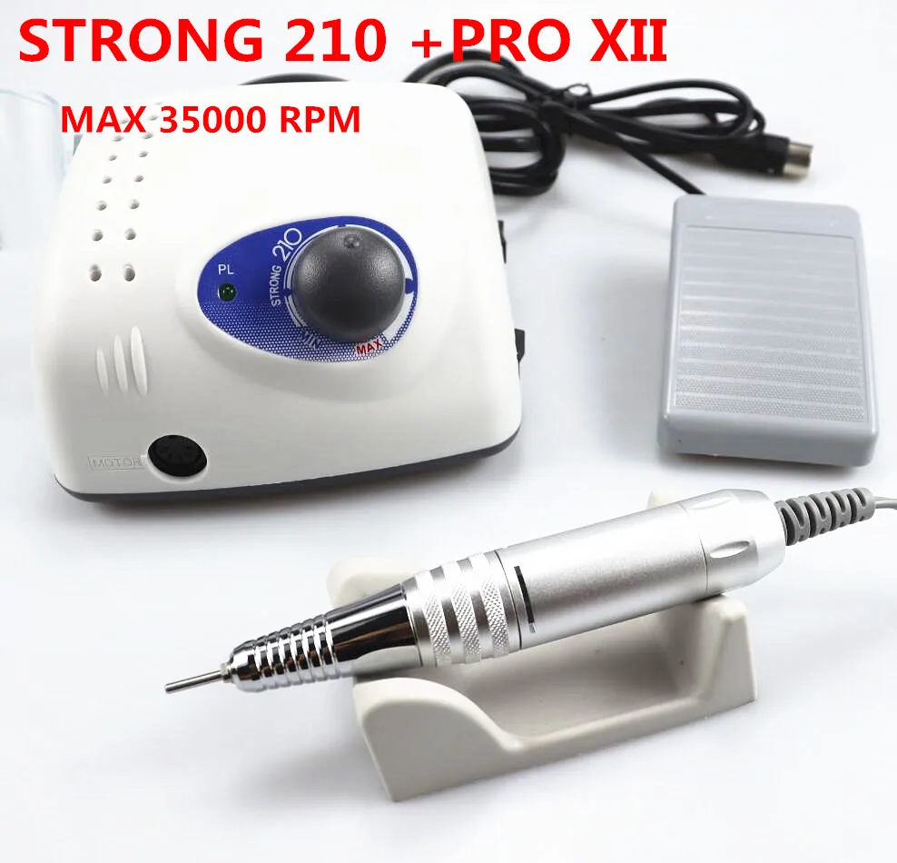 35000RPM STRONG 210 Micromotor Handpiece &  Control Box Electric Nail Drill Machine Manicure Nail Art Equipment