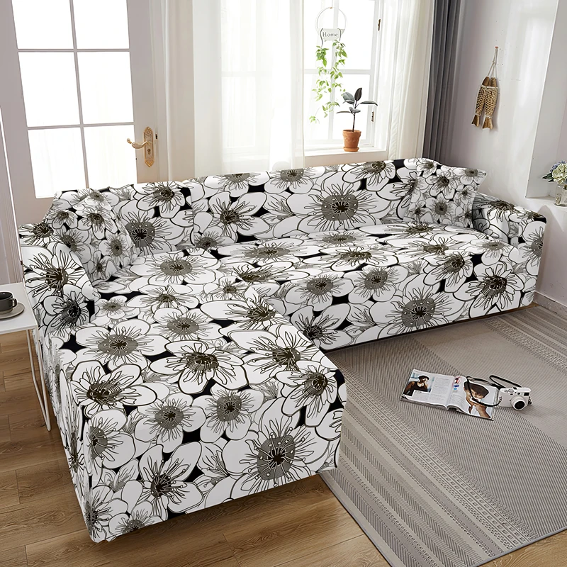 Sunflowers Design Sofa Cover Full-cover Stretch Corner Couch Covers For Living Room Universal Elastic Slipcovers 1/2/3/4 Seaters