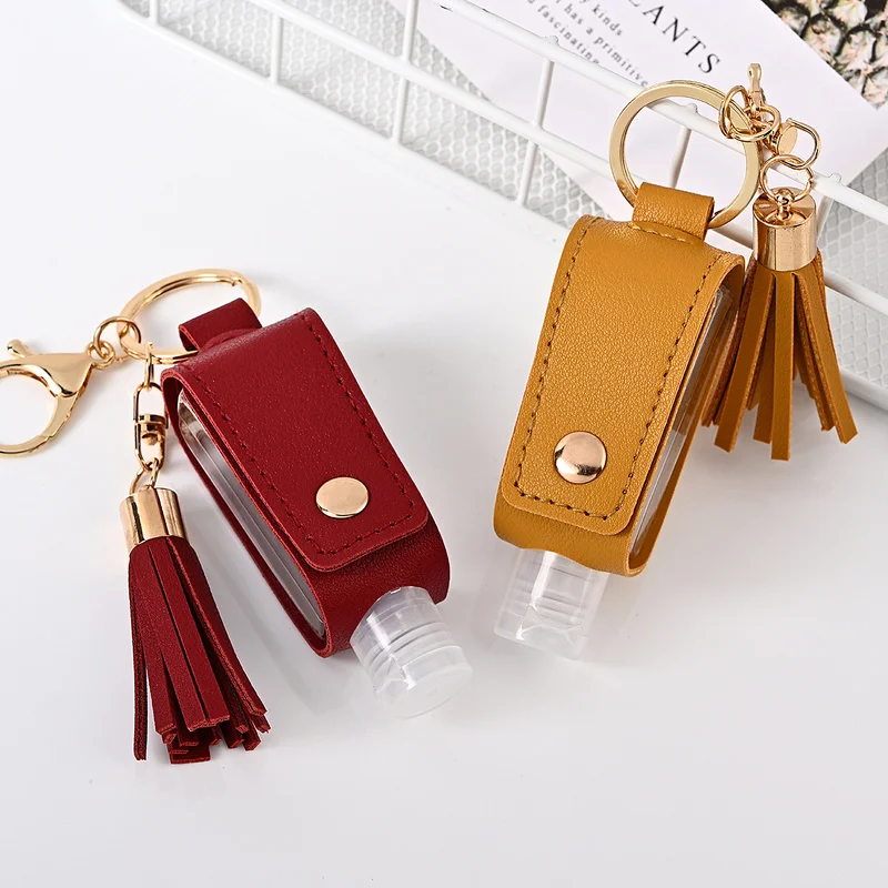 1PCS 30ml Mini Hand Sanitizer Dispenser Bottle Hand PU Holder Portable Holder Travel Shampoo Soap Keychain Bottle Travel