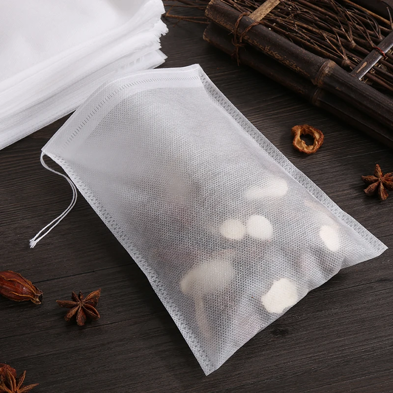 100 Pcs Disposable Tea Bags Filter Bags for Tea Infuser with String Heal Seal, Food Grade Non-woven Fabric Spice Filters Teabags