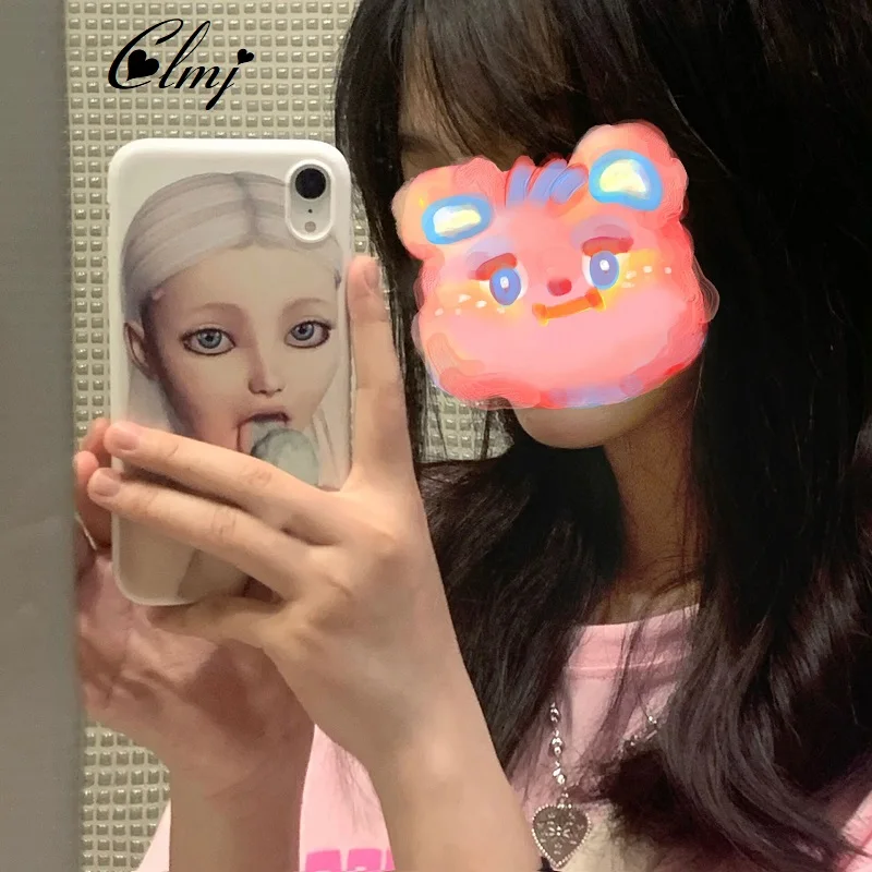 Clmj Cool Girl Punk Y2K iPhone 11 Case For iPhone 13 Mini 12 X XR 7 8 Plus XS Cute Girl Case For iPhone 14 Pro Max Ins Gift 2021 - náhled 4