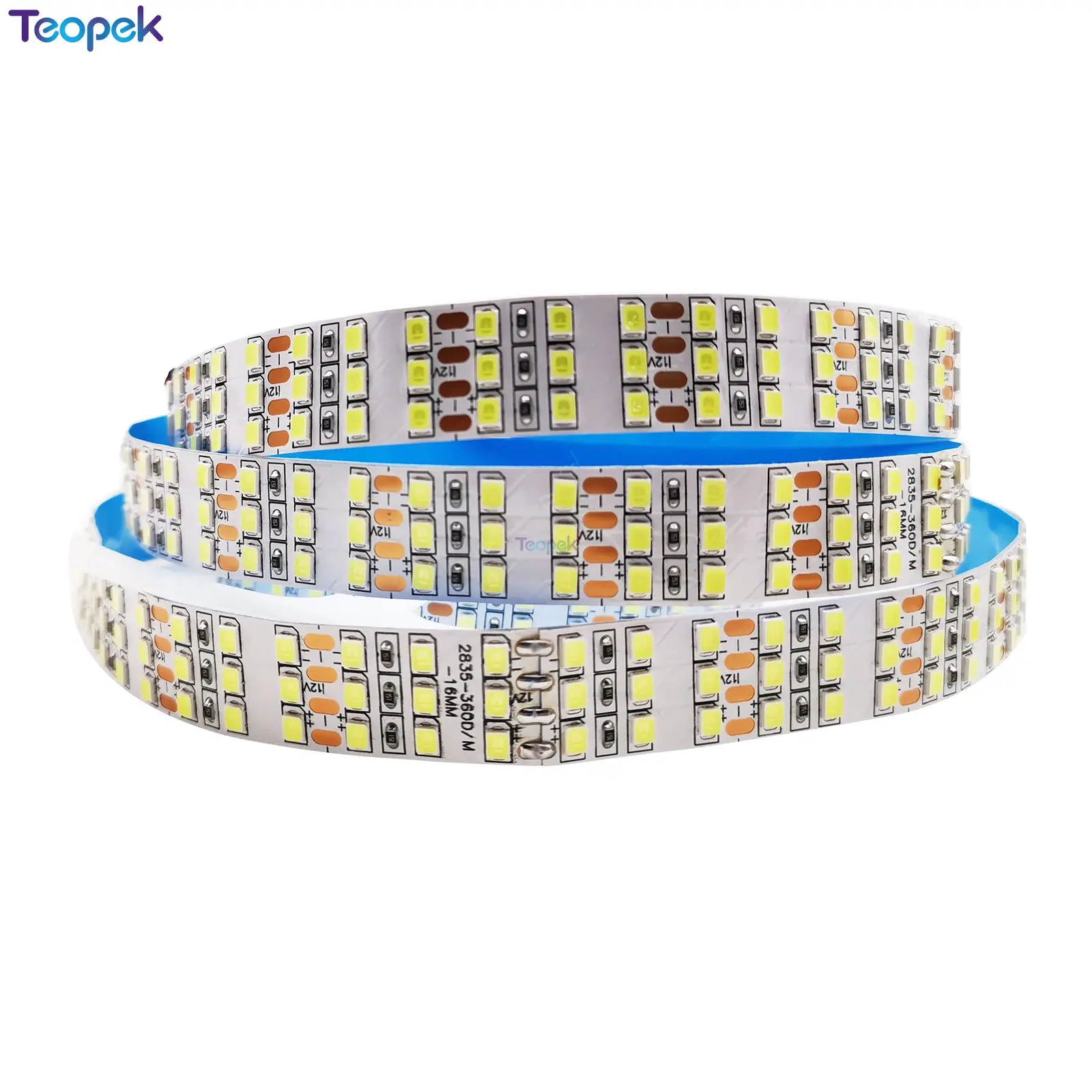 Imagem -03 - Smd 360leds m Conduziu a Luz de Tira 12v 24v 5m 1800led Três Fileira Flexível Fita Conduzida da Listra 16 mm Pcb Decoração para Casa 2835