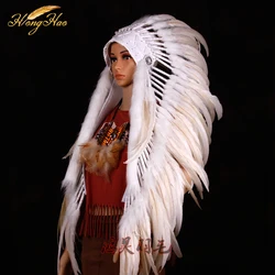 white Indian feather headdress feathered costume Indian chief feather war bonnet halloween costume