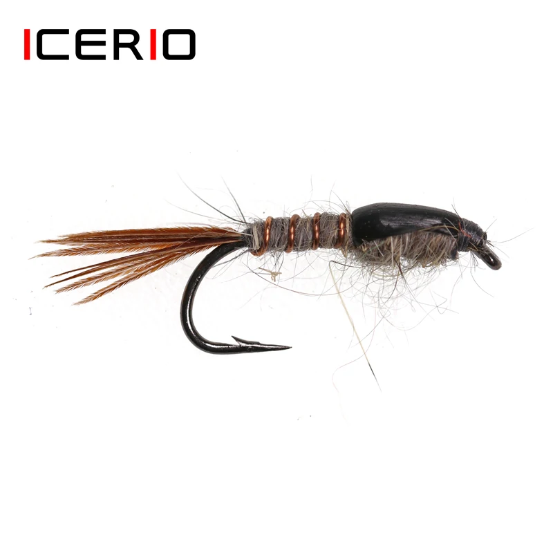 ICERIO 8PCS #12 Hare's Ear Nymphs Trout Fishing Fly Lure Baits