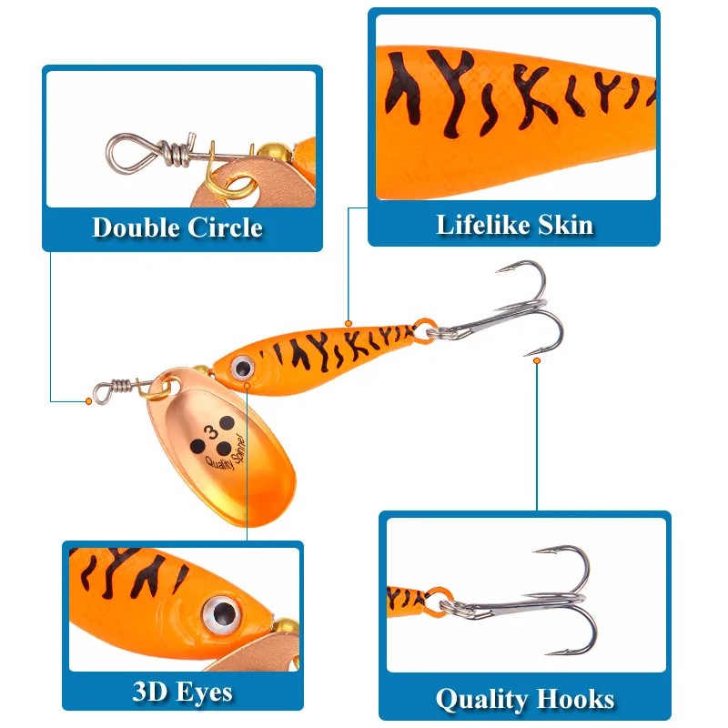 1 Pcs 11g 15g 20g Spinner Spoon Lures Rotating Metal Fishing Baits Sequins Jig Hard Baits Tackle Fishing Accessories