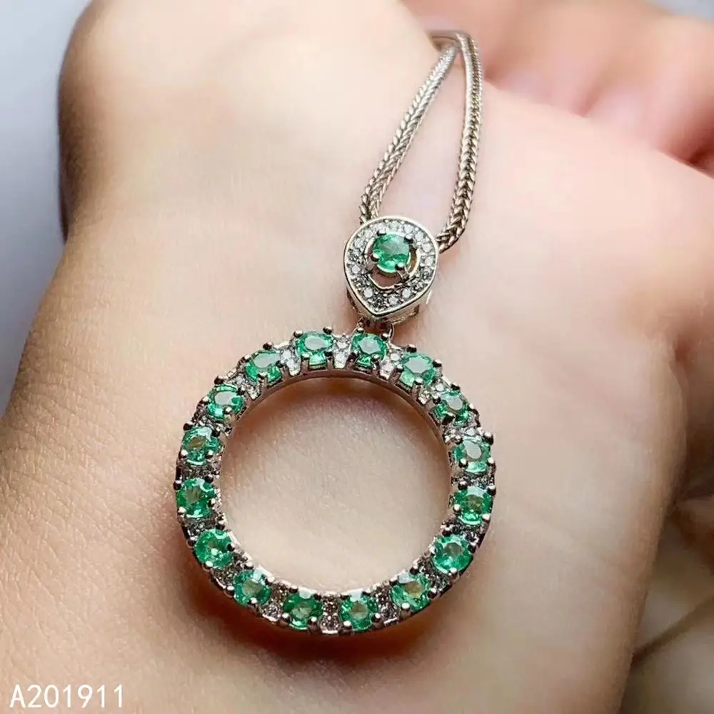 

KJJEAXCMY fine jewelry 925 sterling silver inlaid Natural emerald pendant Female trendy fashion supports detection exquisite