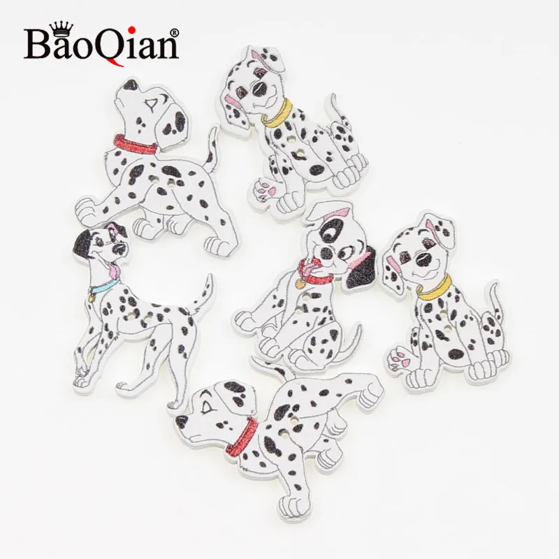 50Pcs Mixed Dalmatian Pattern Sewing Accessories Wooden Buttons For Clothes Knitting Crafts Scrapbooking DIY Needlework