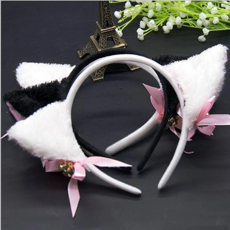 Urocze kocie uszy wzór pałąk dla kobiet dziewczyn Cosplay Hairband ozdoby do włosów imprezowe moda akcesoria do włosów