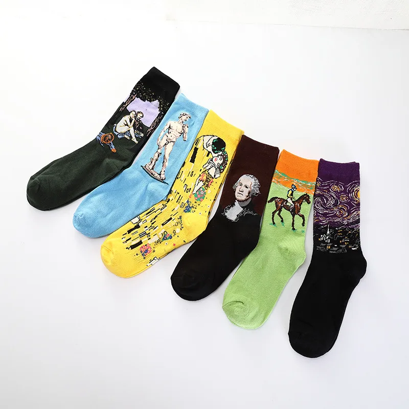 Retro new Van Gogh mural world famous oil painting series men and women socks funny funny party crew gentleman casual socks