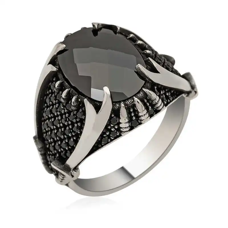 ​Silver Zulfikar Sword Men's Ring - 925 Sterling Men's Jewelry Wedding Birthday Gift - Box - Stone - Man - Fashion - Botiva - Size - Turkish - Patterned Embroidery