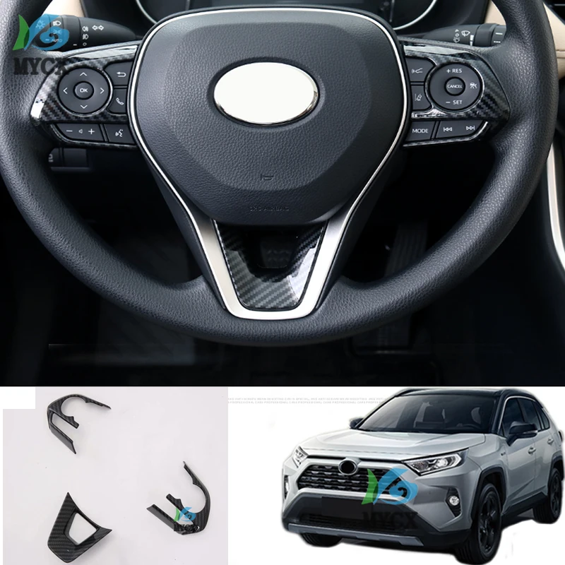 for toyota rav4 rav 4 xa50 2019 2020 Steering wheel trim interior frame decoration car accessories plastic carbon fiber