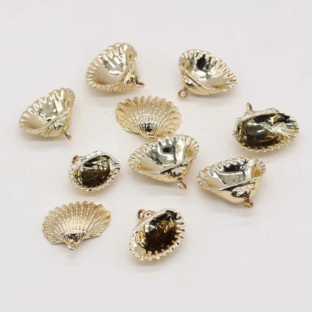 Wholesale Gold-plated Natural Striated Shell Pendants for DIY Handmade Necklace Earrings Gift Jewelry Making Crafts Findings