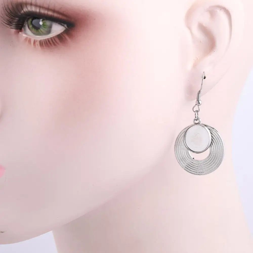 10pcs Circle Hollow Charm Earring Base Blanks Fit 12mm Round Cabochon Setting Bezels Diy Jewelry Making Supplies