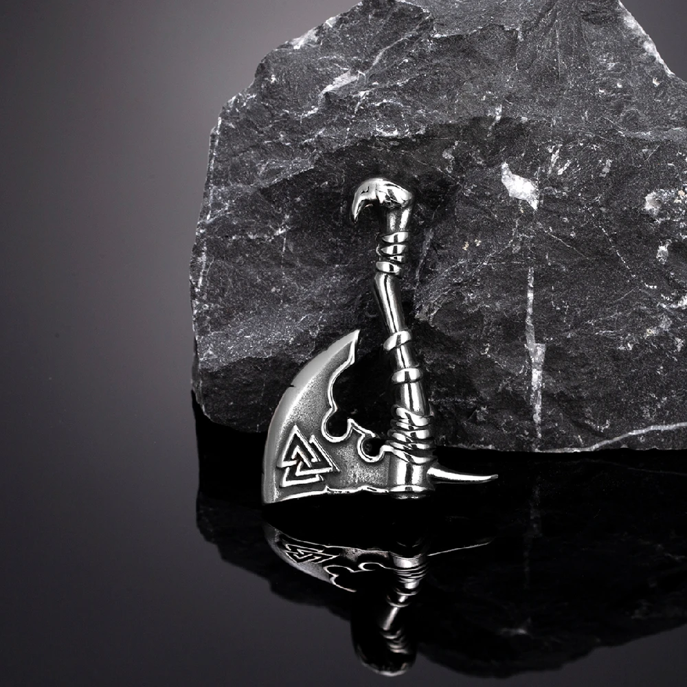 Herren-Halskette aus Edelstahl mit Wikinger-Thor-Hammer-Anhänger, doppelseitiger nordischer Anker-Amulett-Anhänger, skandinavischer Vintage-Schmuck. – Detail 20