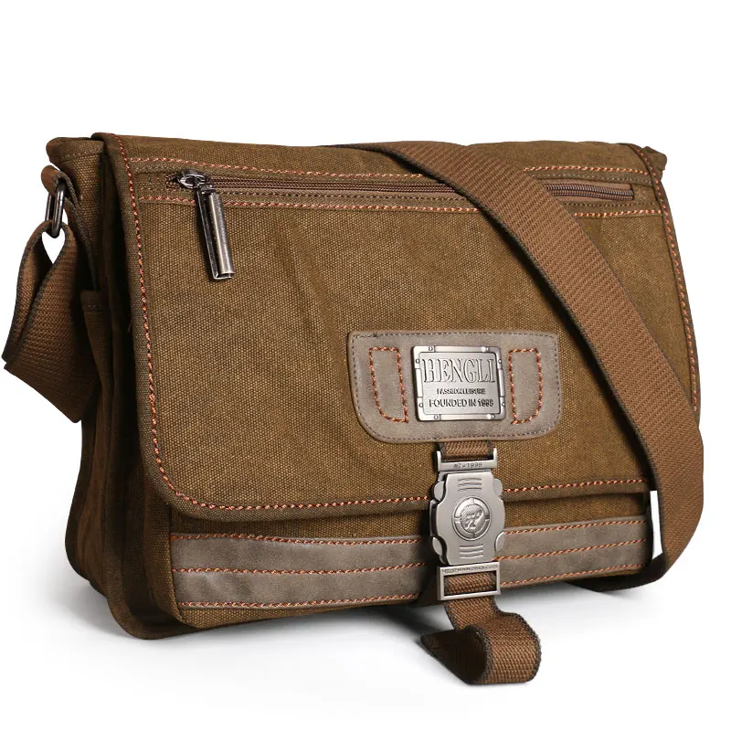 Retro New Men Canvas Shoulder Bag Retro Wear-Resistant Messenger Bag Neutral Casual Bags Set