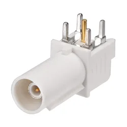 Eightwood Fakra Code B White/9001 SMB Plug Male PCB Mount Angled RF Connector for Car Radio with Phantom Supply Antenna Reciever