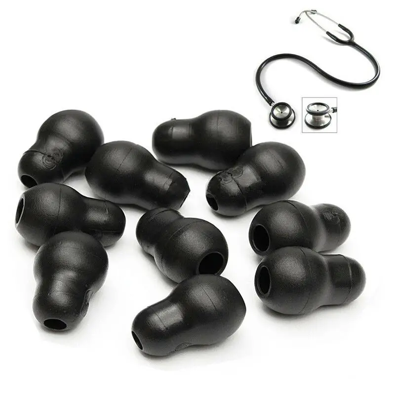 10Pack Wholesale Soft Silicone Black Gray Soft Ear Tips Replacement Earplug Earpieces Earbuds For Littmann Stethoscope