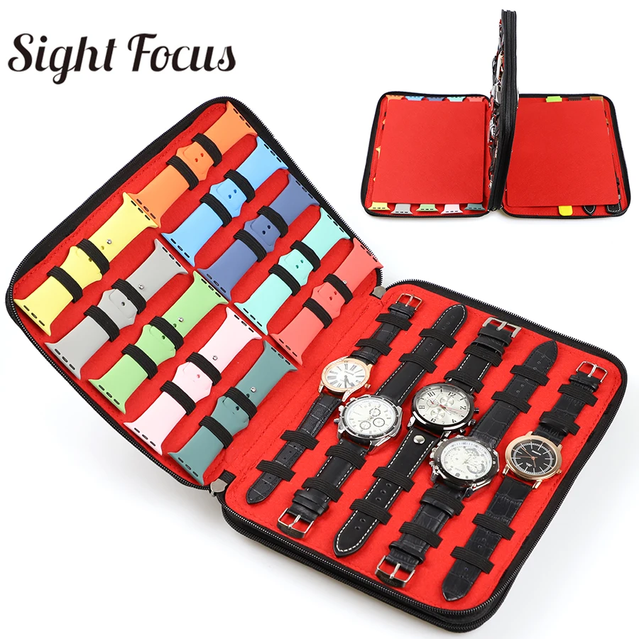 40 Slot Felt Watch Organizer Box Watch Storage Case Pouch Double Layer Watch Box For Apple Watch Strap Band Organizer Holder Bag