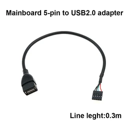 1pcs 30cm USB 2.0 A Female to Dupont 5 Pin Female Header Motherboard Adapter Cable