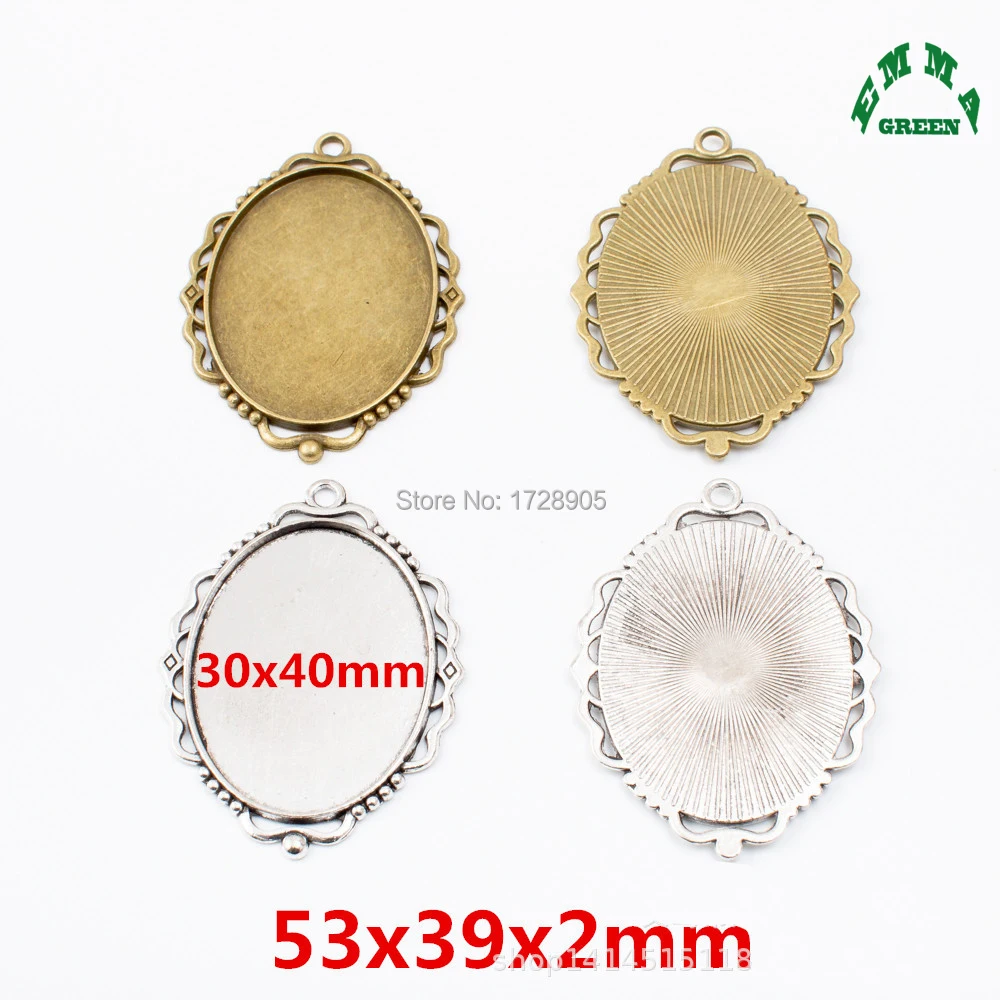 

Base Setting Pendant Tray for DIY Jewelry Accessories (Fit 30*40 mm) 10pcs Oval Filigree Cameo Setting big Cabochon Setting