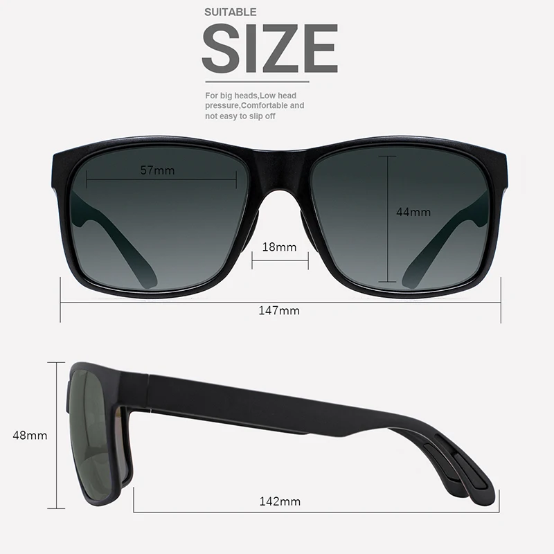 MAXJULI Square Oversized Polarized Sunglasses for Big Heads Men Retro Vintage Sun Glasses UV Protection Fishing Eyewear 8105