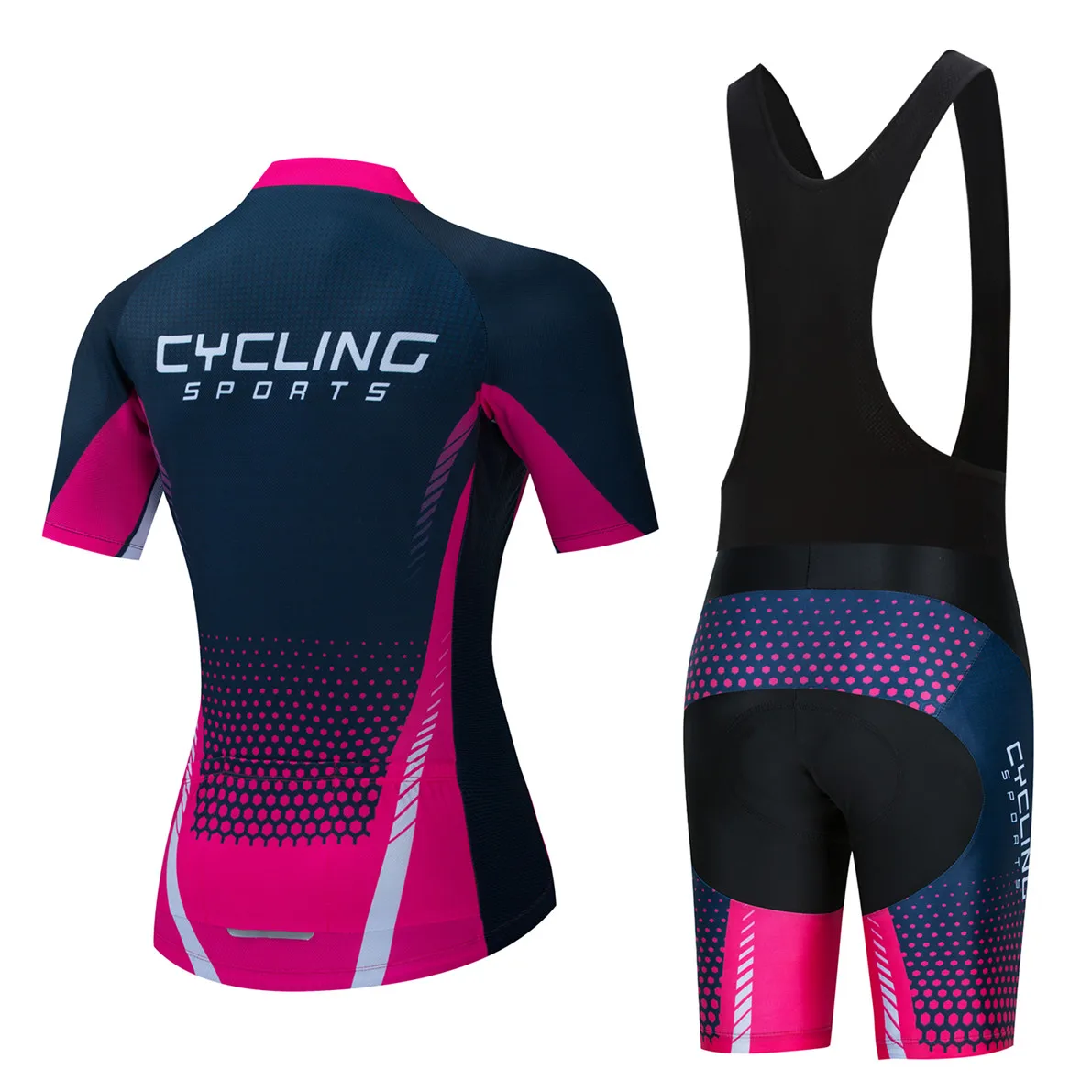 Cycling Jersey Sets Women MTB Bike jersey bib shorts suits Anti-UV Bicycle shirts mountain road top bottom girl female pink view 2