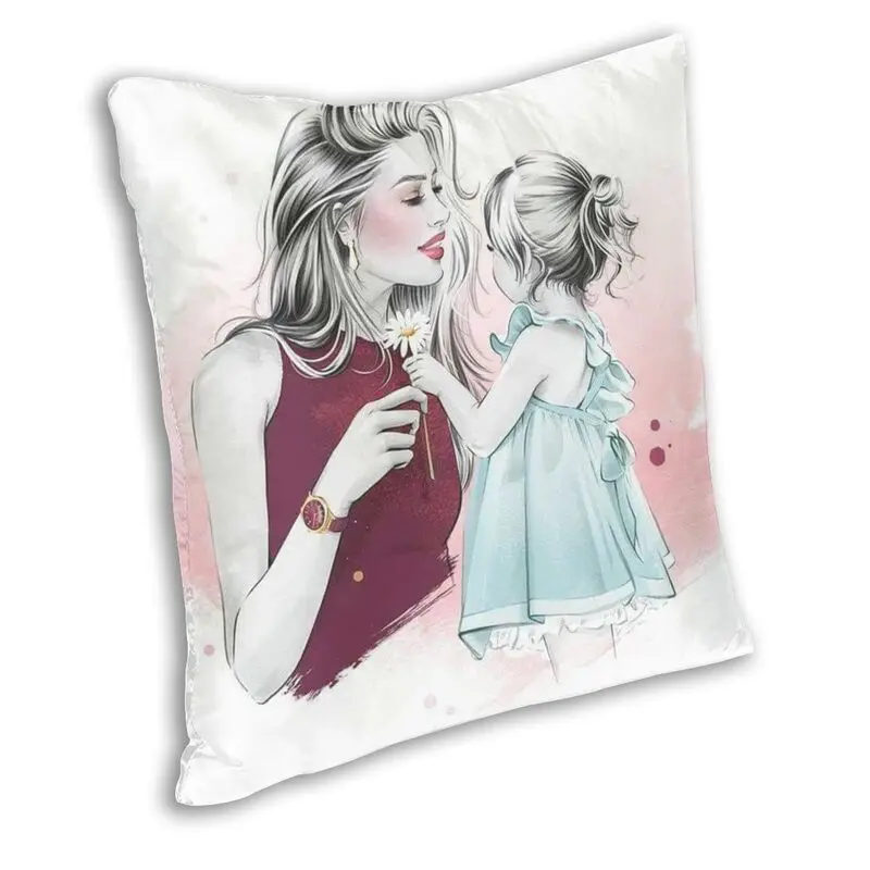 Custom Super Mom And Baby Square Pillow Case Home Decor 3D Two Side Printed Fashion Cute Cartoon Mother Cushion Cover for Sofa