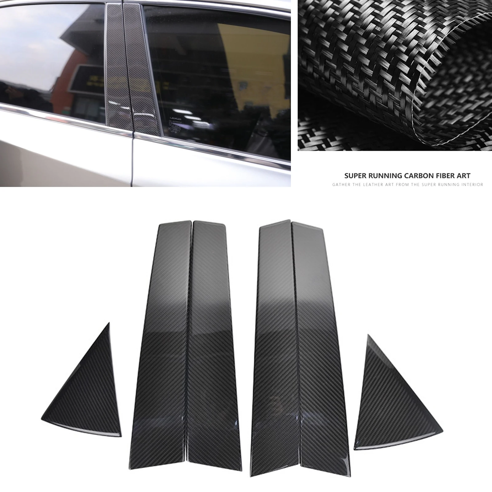 For Lexus NX200 NX300 NX200t NX300h 2015-2021 Car Window Center B C Pillar Trim Carbon Fiber Exterior Sticker Cover Seal Strip