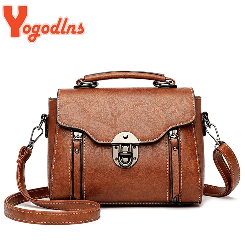 Yogodlns New  Crossbody Bag For Women PU Leather Small Square Bag Fashion Shoulder Bag Vintage Lady Handbag Lock Messenge Bag