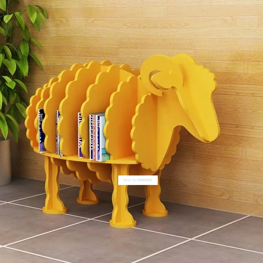 

S/M Creative Sheep Bookshelf Shelf Animal Style Wood Plastic Board Decoration Shelf Craft Landing Decoration Shop Kids Furniture