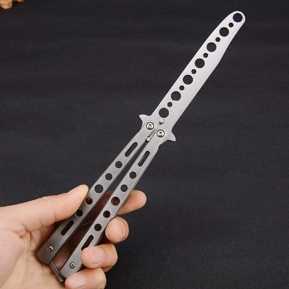 1 Đồng Hồ Thép Không Gỉ Dao Bướm Balisong Tập Lược Huấn Luyện Đào Tạo Mờ Dụng Cụ