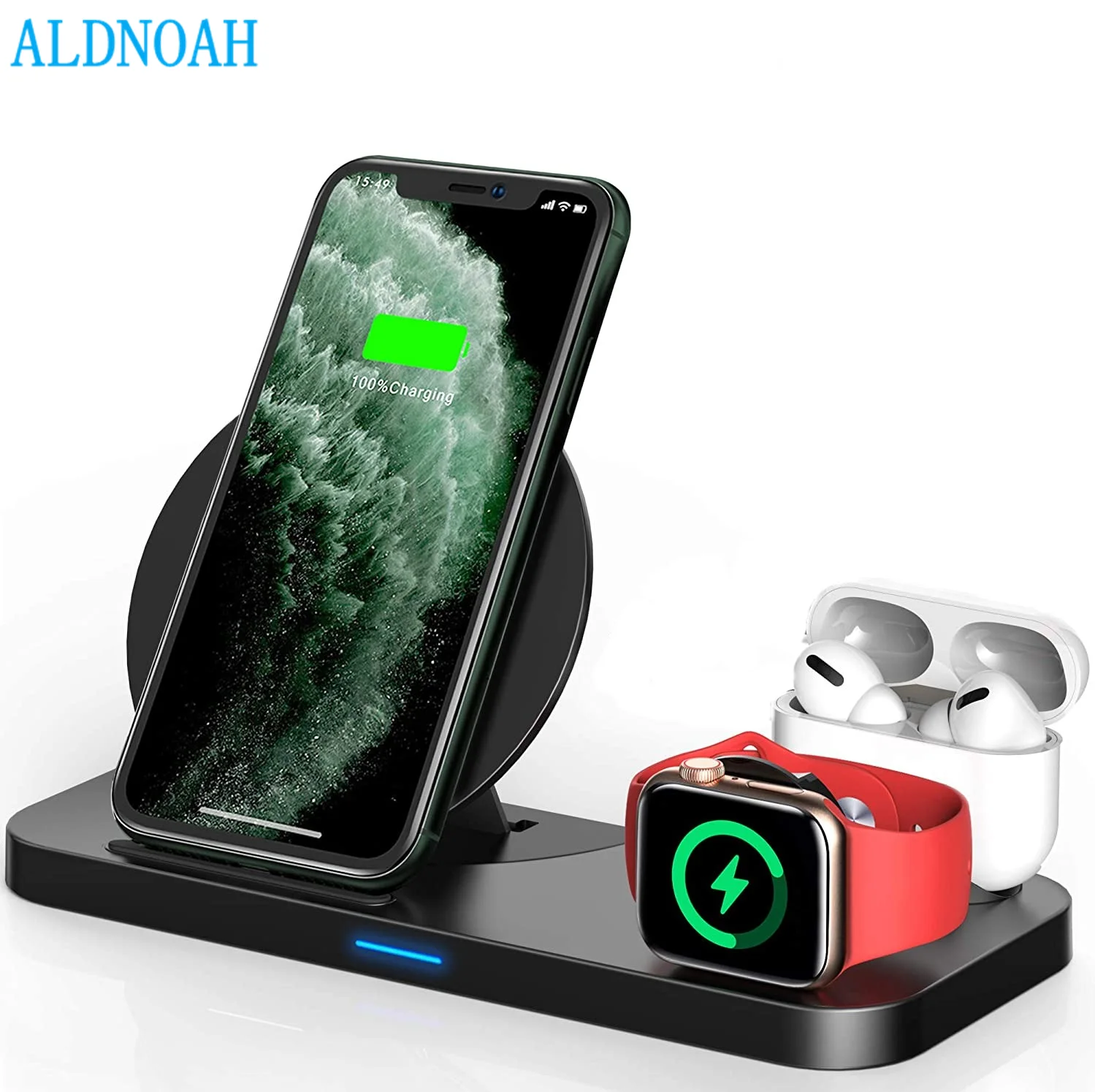 ALDNOAH  3 in 1 Wireless Charging Station for Apple Products Apple Watch Se 6 5 4 3 AirPods Fast Charger Stand for iPhone 12 11