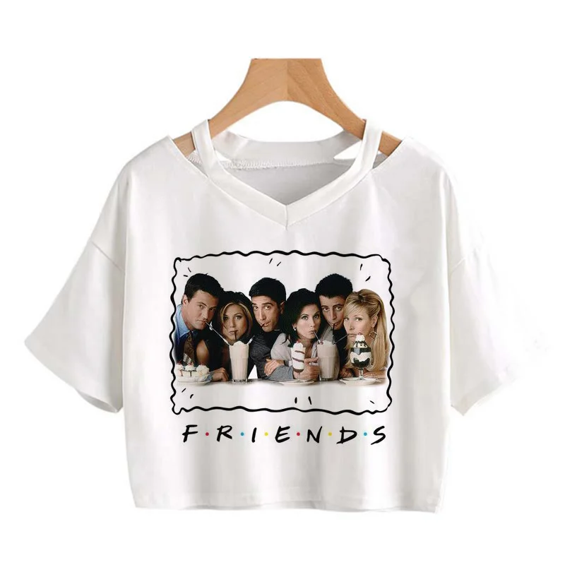 Fashion Friends Tv Show Funny Cartoon T Shirt Women Graphic Best Friends Harajuku T-shirt Korean Style Tshirt Vintage Top Female