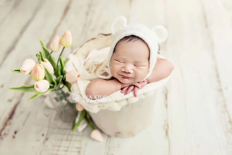 Ember Besi Warna-warni Alat Peraga Fotografi Baru Lahir Wadah Pose Bayi Retro Alat Peraga Pose Bayi Tua Aksesori Pemotretan Bayi